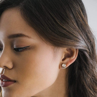 Mimosa post earrings by Lover's Tempo worn on the ear