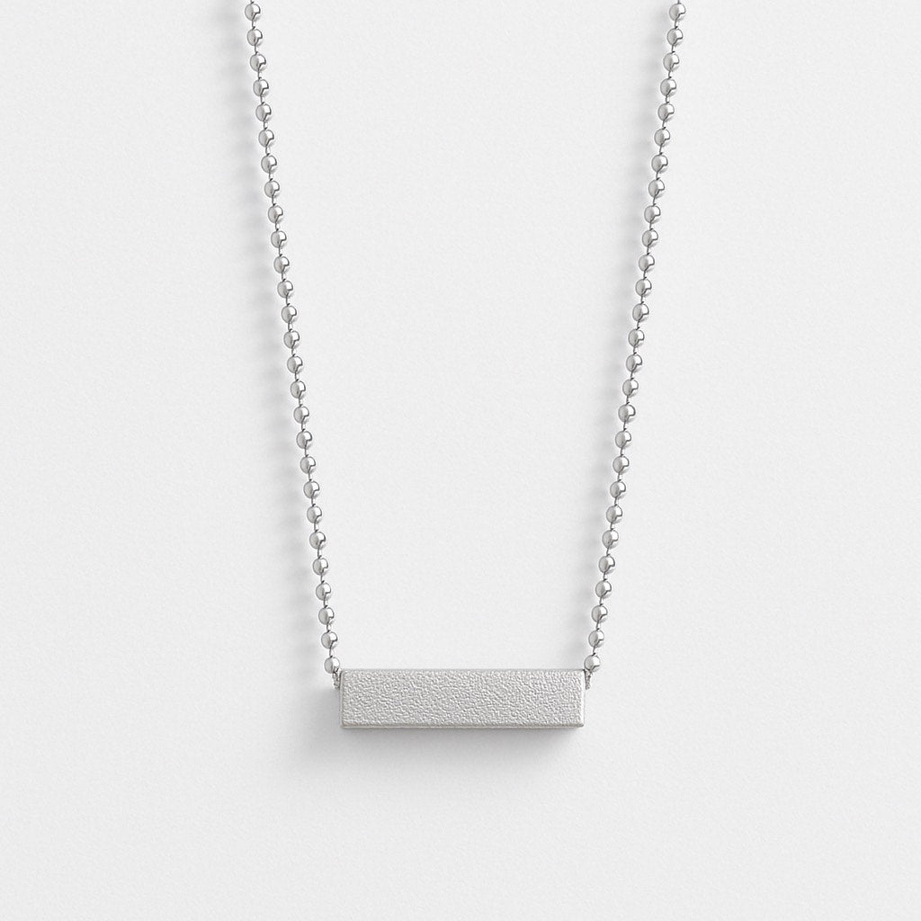 Bar | Gold Pendant, S Silver Chain Necklace Bambu