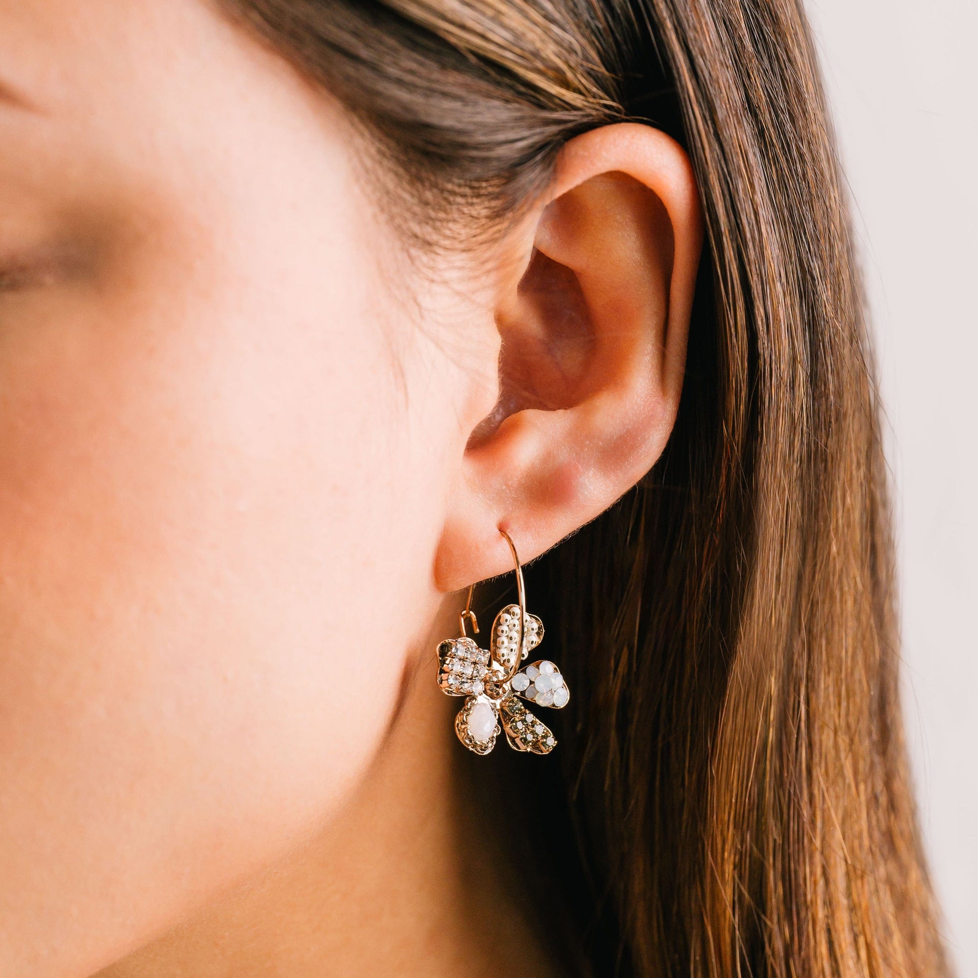 Primrose drop hoop earrings by Lover's Tempo, styled photo
