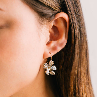 Primrose drop hoop earrings by Lover's Tempo, styled photo