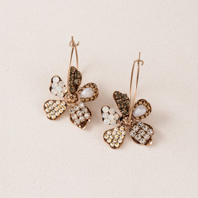 Primrose drop hoop earrings in white by Lover's Tempo