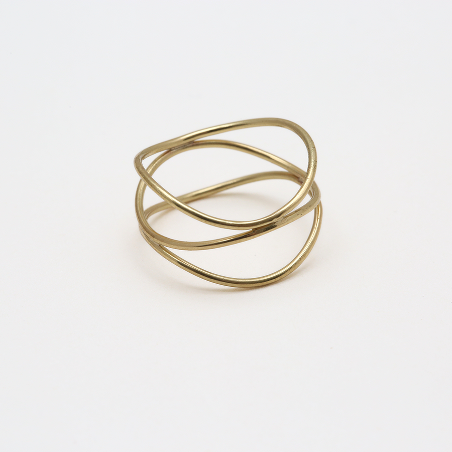 Fine Triple Wrap Ring Ring- Bambu