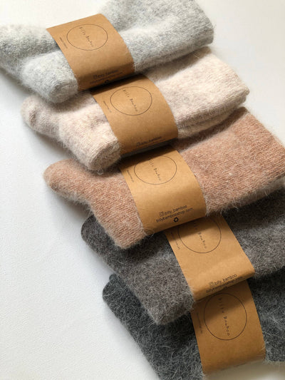 FLUFFY ANGORA SOCKS - NEUTRAL