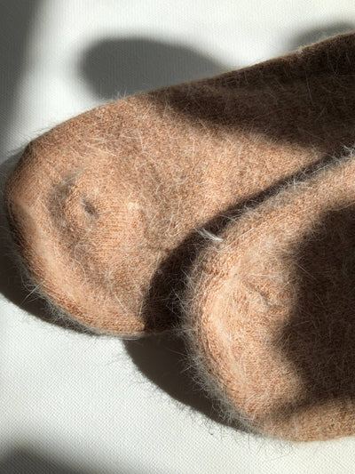 FLUFFY ANGORA SOCKS - NEUTRAL