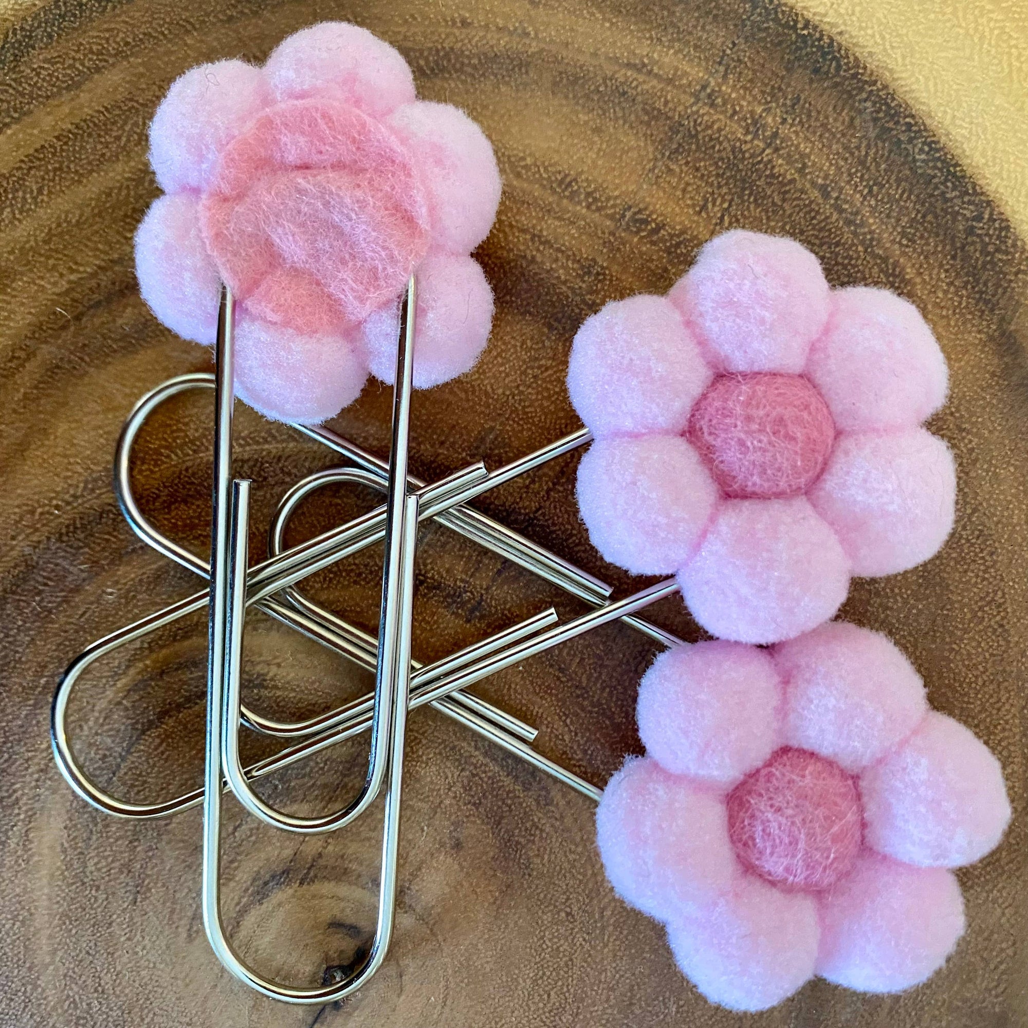 Flower Bookmark/ Oversized Paper Clip/ Pompom & Felt Flower 