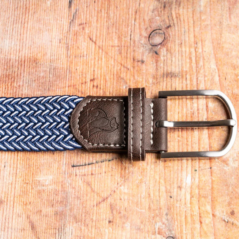 Water Bottle Upcycled Belt - Blue and White Weave