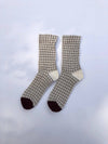 GINGHAM WAFFLE SOCKS - neutral