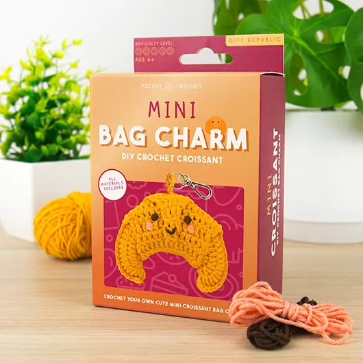 DIY Crochet Bag Charm Kit - Croissant