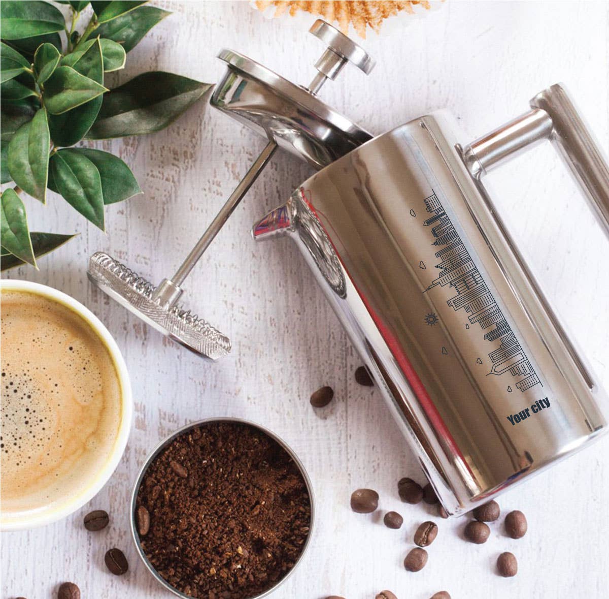 Minimal Stainless Steel Double Walled French Press