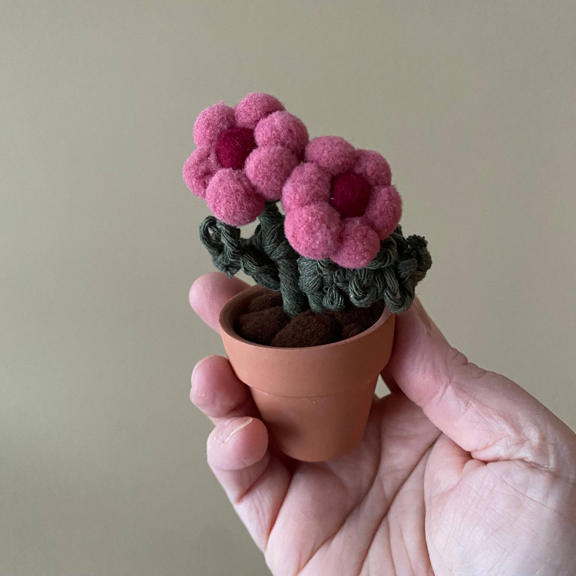 Double Flower Pompom, Felt & Macrame Forever Fibre Flower