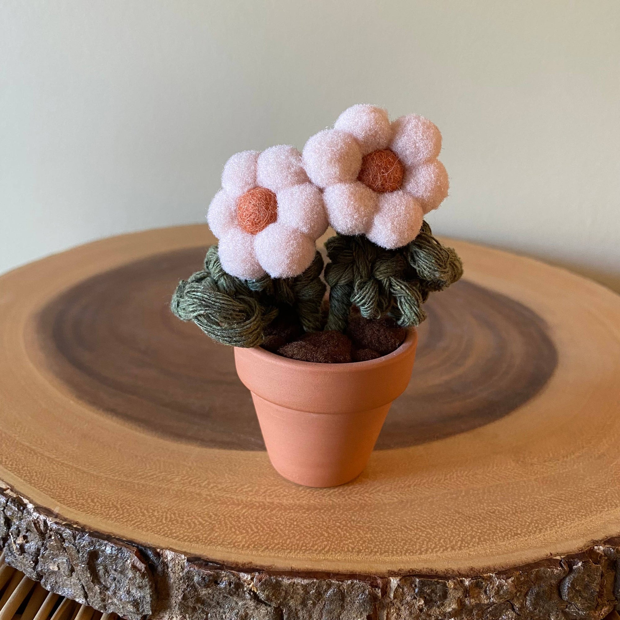 Double Flower Pompom, Felt & Macrame Forever Fibre Flower