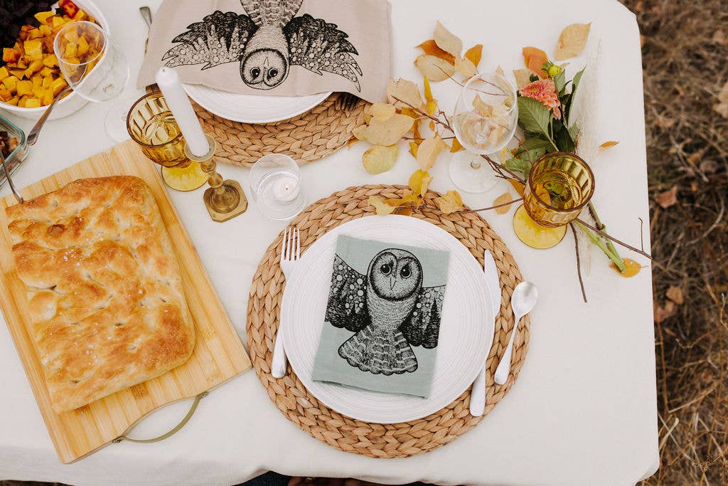 Skyline Owl Linen Blend Reusable Napkins Set of 2 - Your Green Kitchen