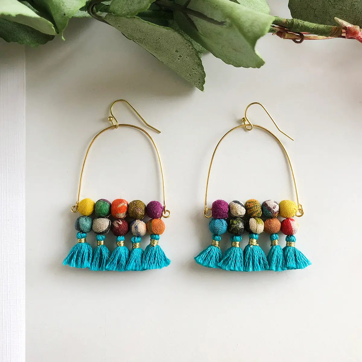 Pom pom sale tassel earrings