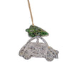 Car w/ Tree Christmas Ornament - Recycled Paper