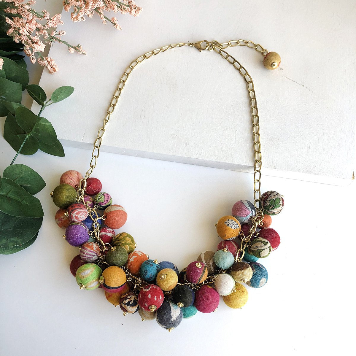 Kantha Peony Necklace