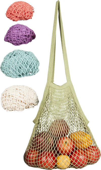 Market Bag String Mesh String Market Bag (Long Handle) - Poured Coffee/The RE Place