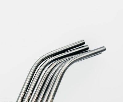 stainless steel reusable straw bent silver seven close up
